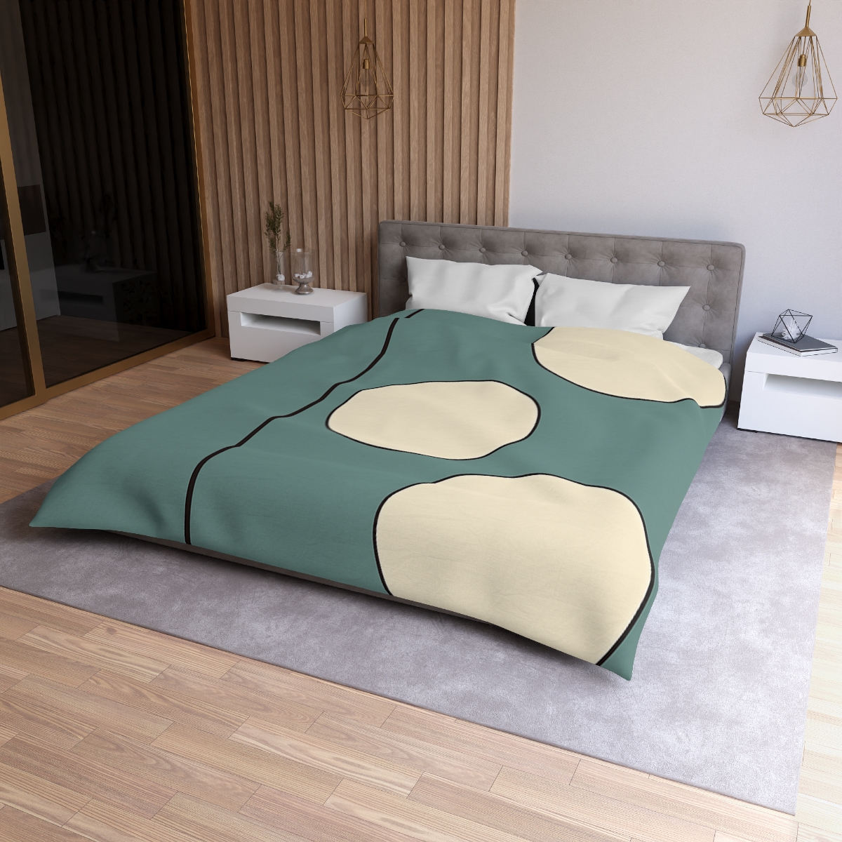 Staggered Trio Of Circles With Thin Divider personalized bedding duvets