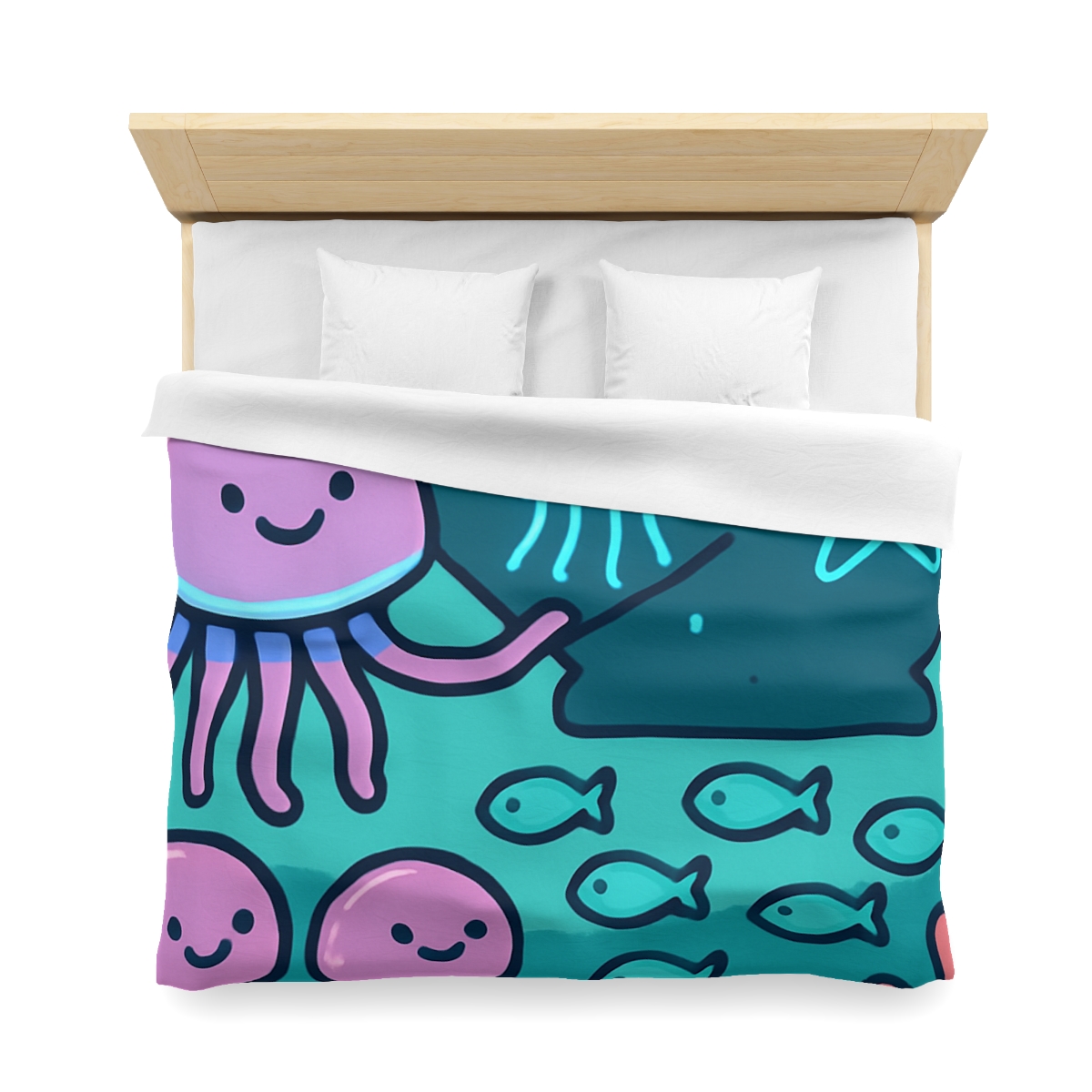 Bioluminescent Reef School With Glow Jellyfish personalized bedding duvets