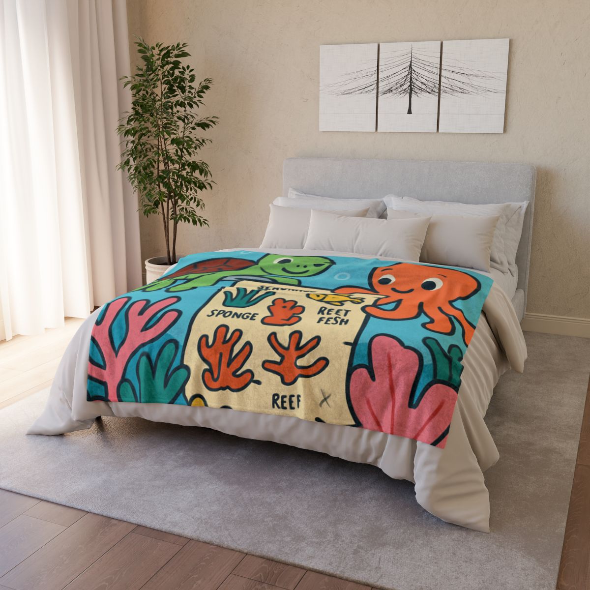 Coral Reef Map Makers decorative home blankets