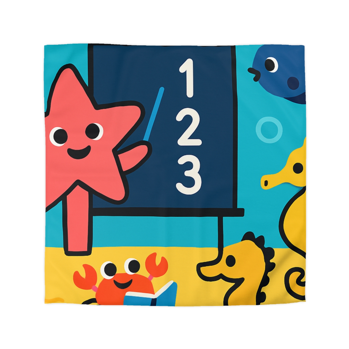 Starfish Schoolhouse Adventure designer printed duvets