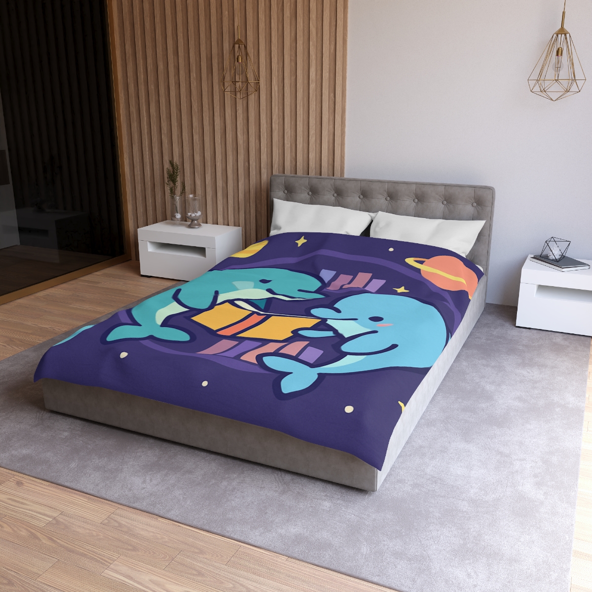 Nebula Library Dolphins personalized bedding duvets