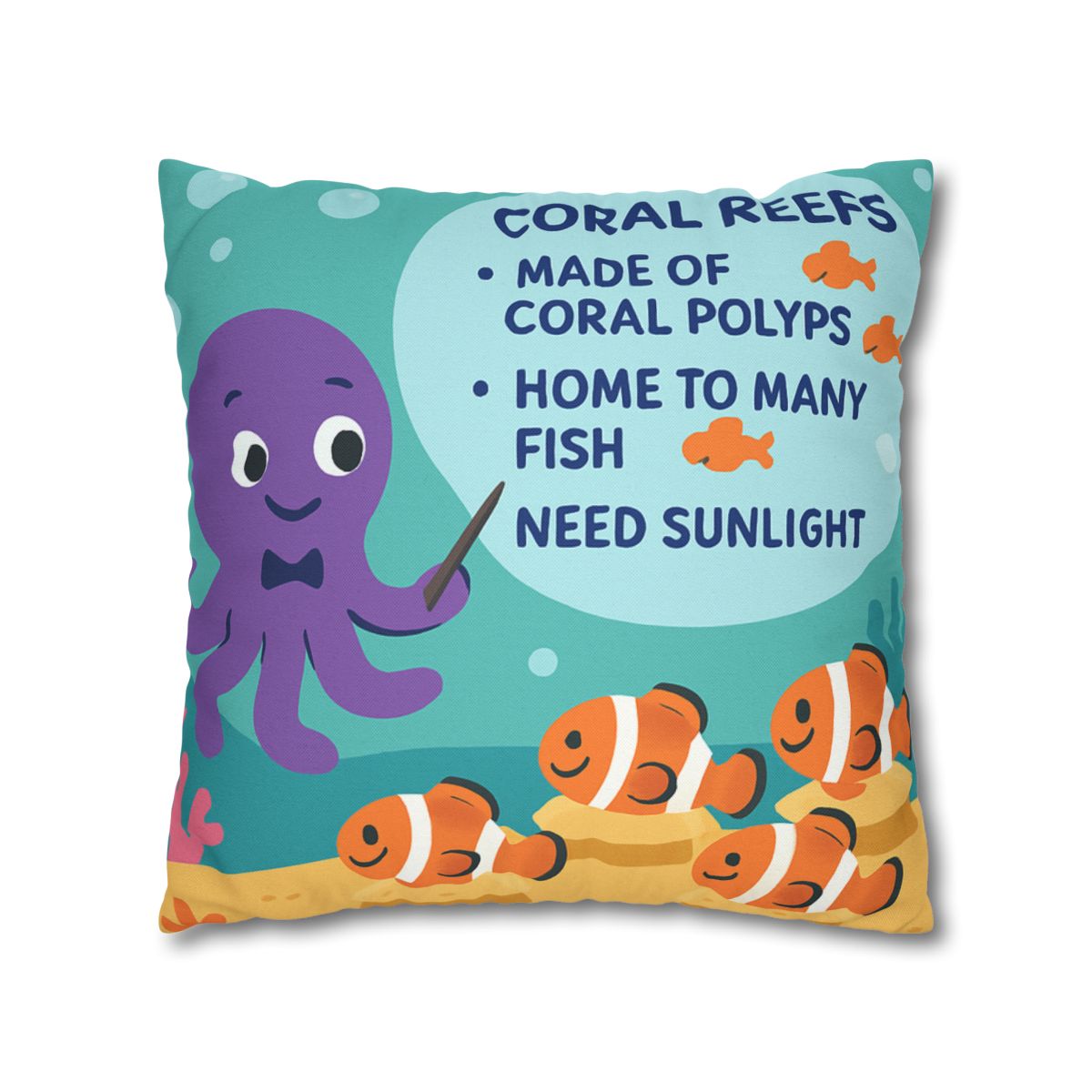 Coral Classroom With Professor Octopus stylish decorative pillowcases