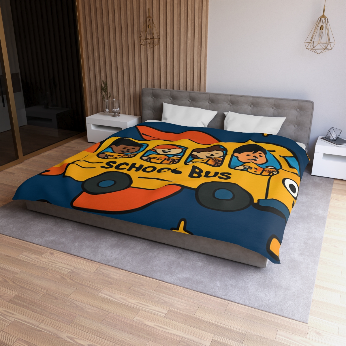 Rocket School Bus To Planet Math personalized bedding duvets