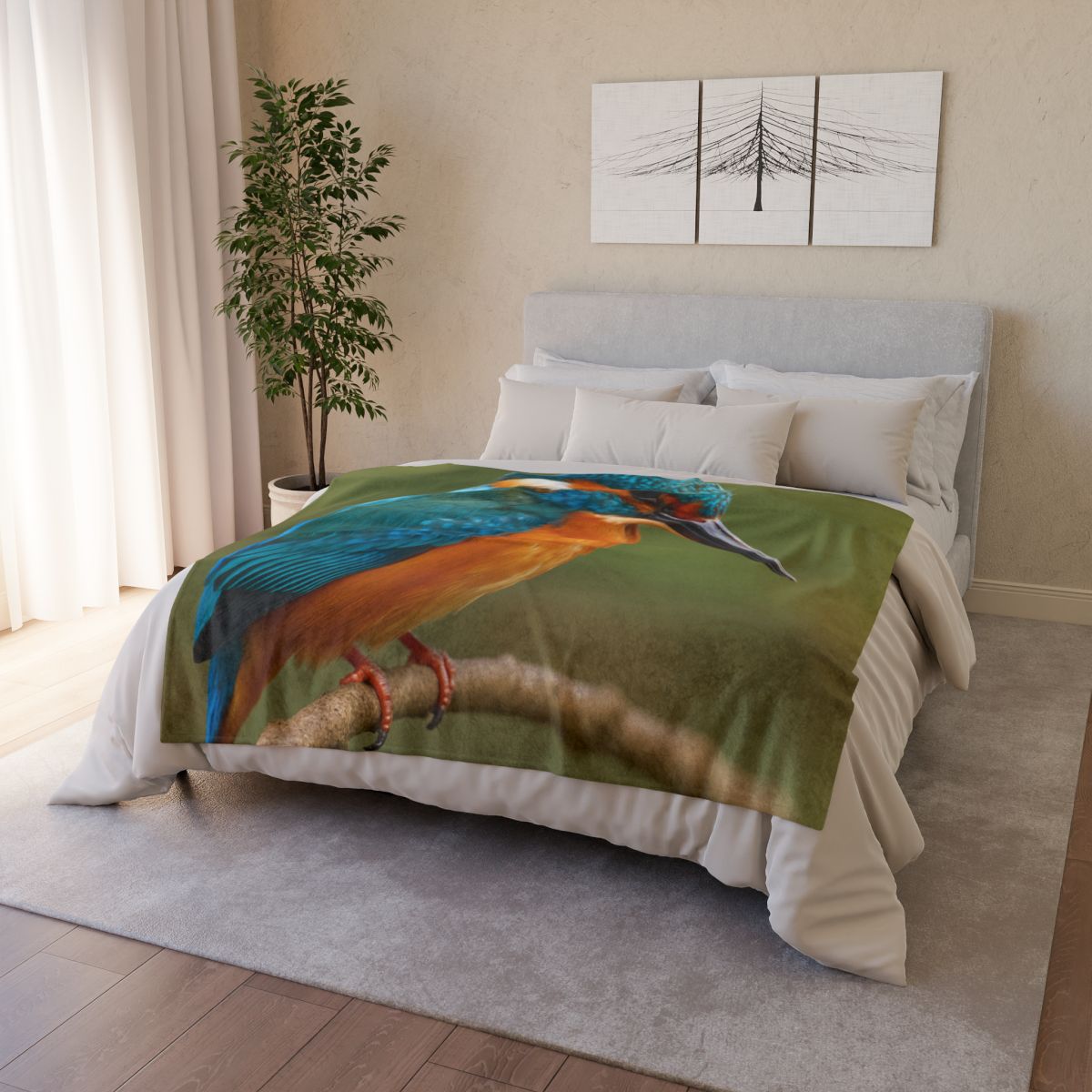 Emerald Flash Kingfisher unique gift blankets