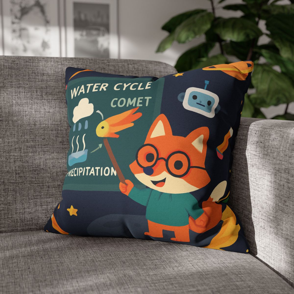 Comet Classroom With Professor Fox soft cotton pillow cases