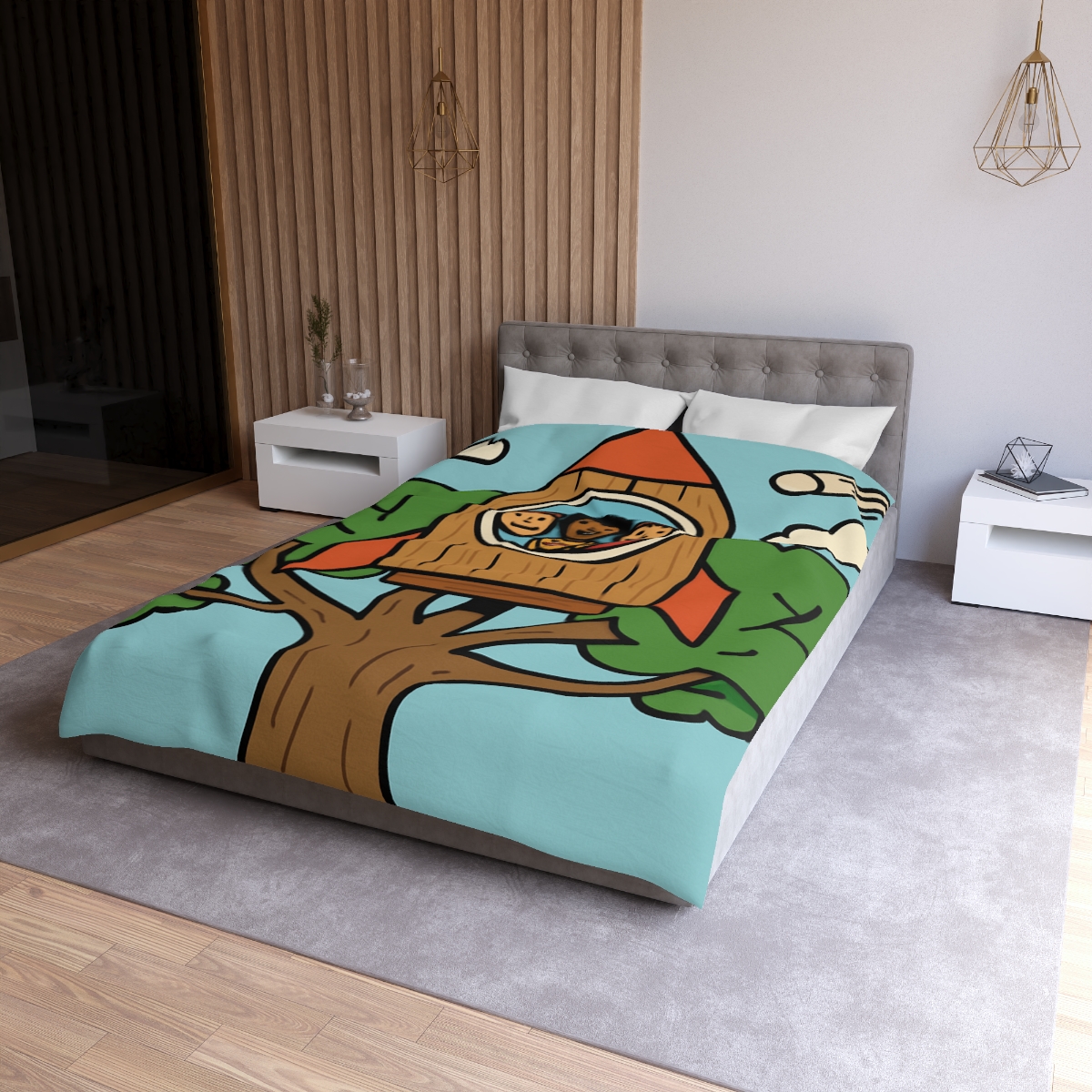 Time Traveling Treehouse Rocket trendy bedroom duvets
