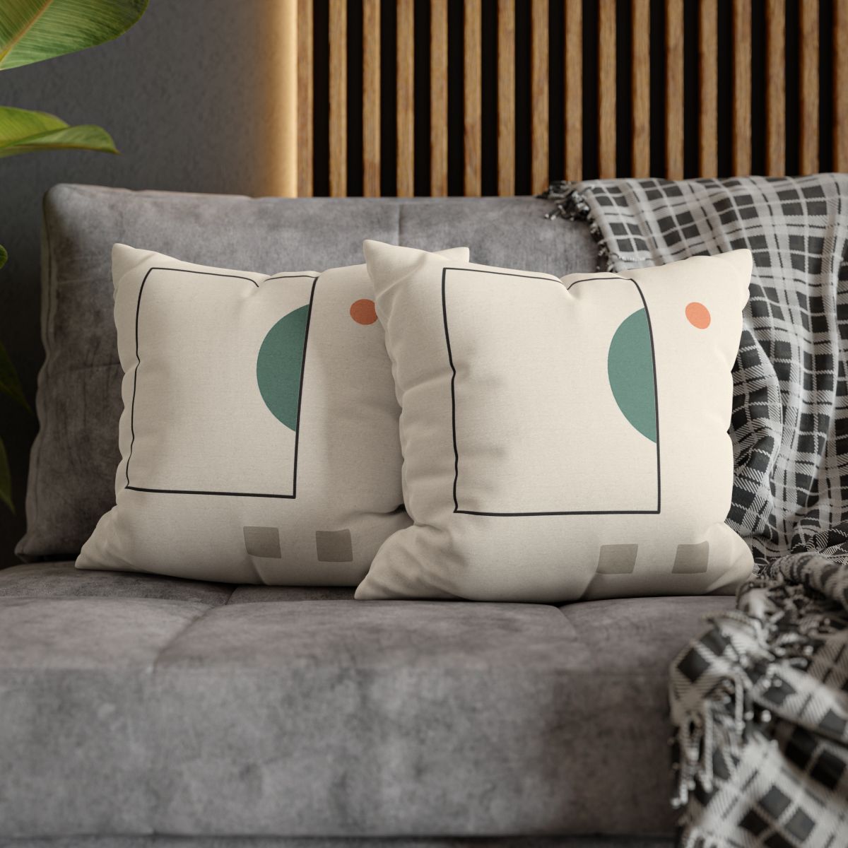 Offset Frame And Crescent Pause designer print pillow cases
