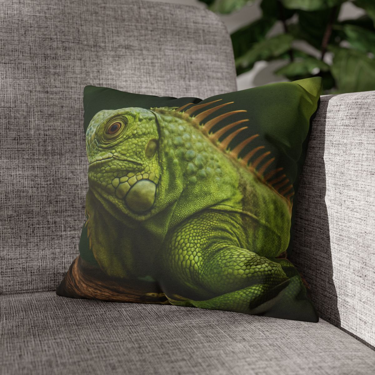 Verdant Gaze Green Iguana soft cotton pillow cases