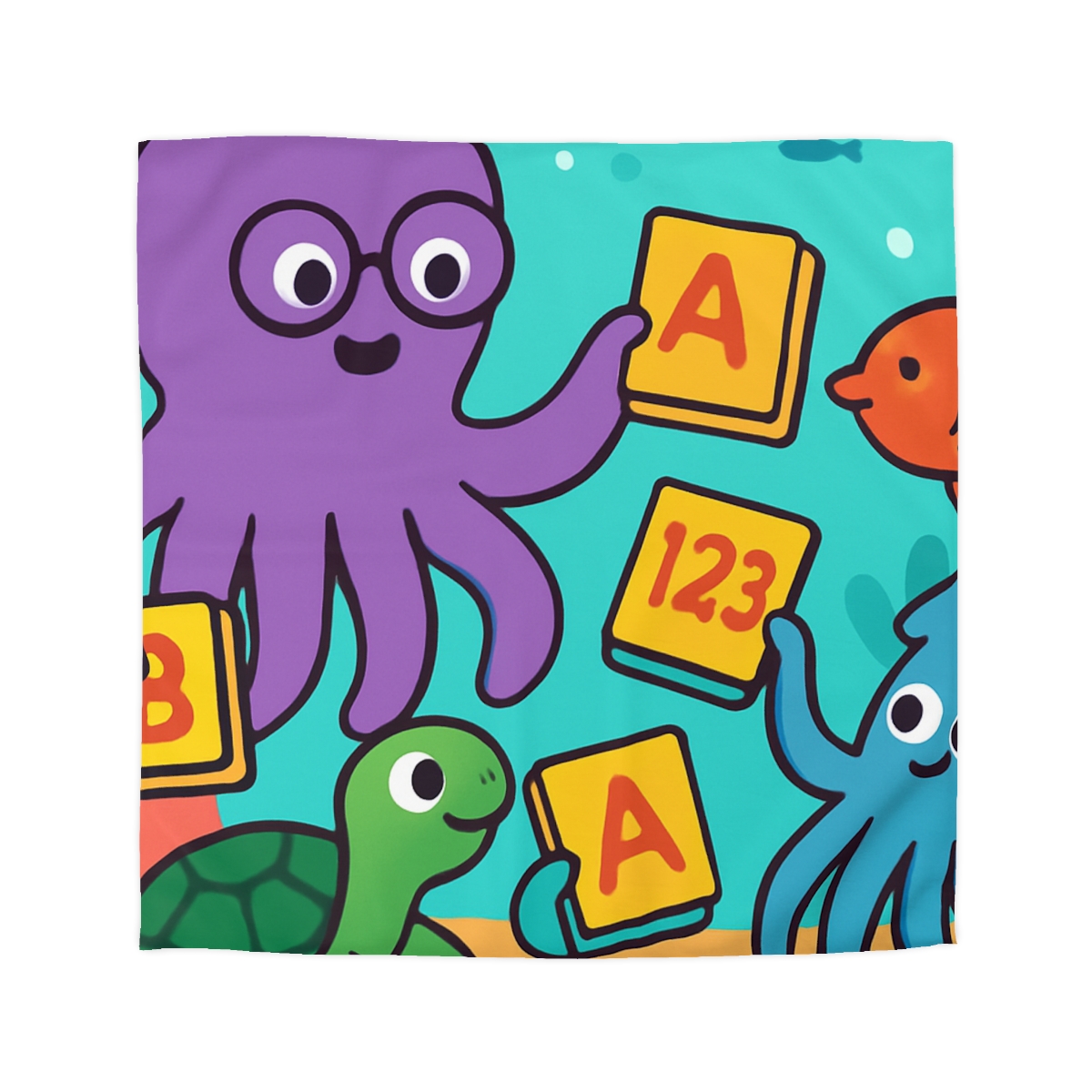 Octopus Librarian In Coral Reef School personalized bedding duvets