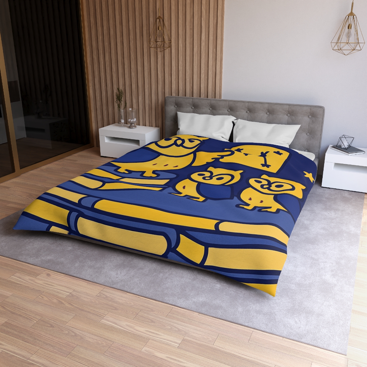 Starlight Library Run By Owls designer printed duvets