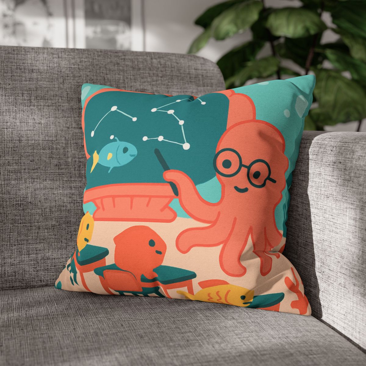 Cosmic Coral Classroom soft cotton pillow cases