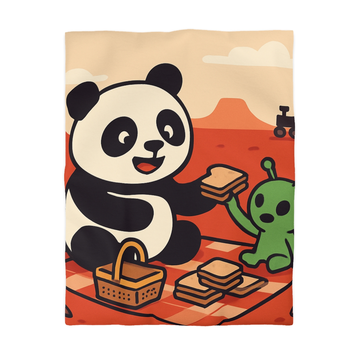 Martian Panda Picnic custom duvets
