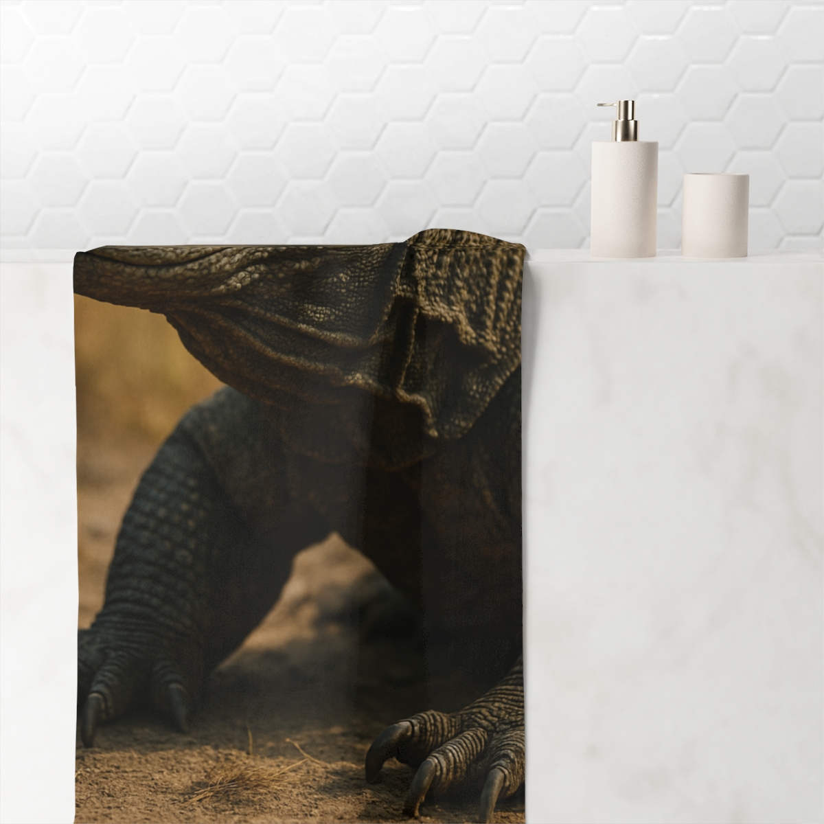 Ancient Sentinel Komodo Dragon personalized bath towels