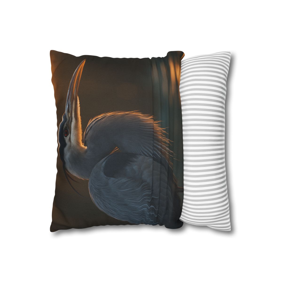 Moonlit Sentinel Great Blue Heron stylish decorative pillowcases