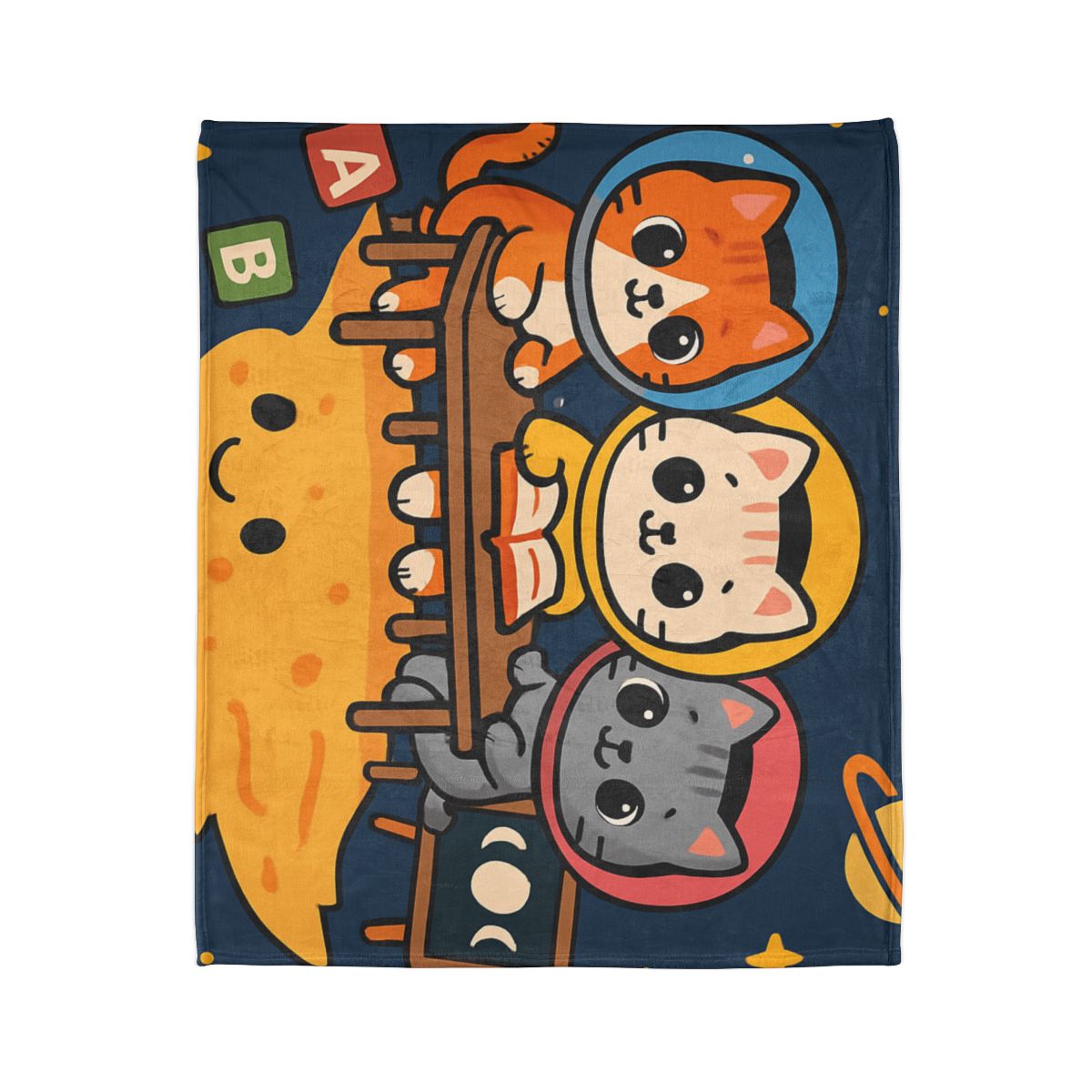 Comet Classroom With Curious Kittens unique gift blanketscustom blankets