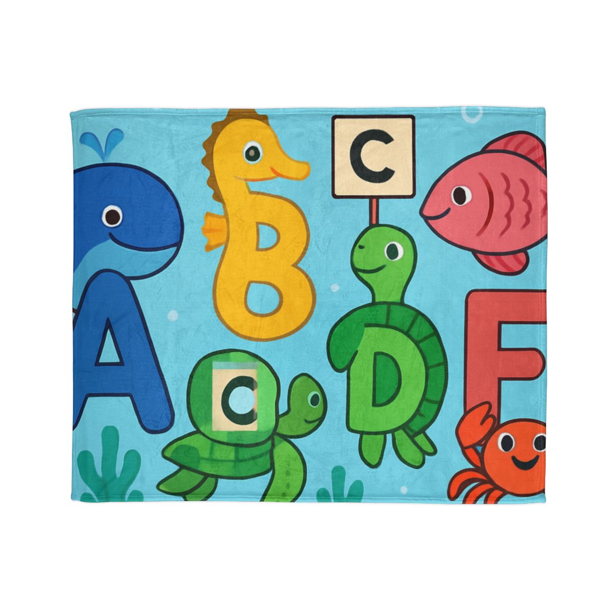 Coral Reef Alphabet Parade designer printed blankets
