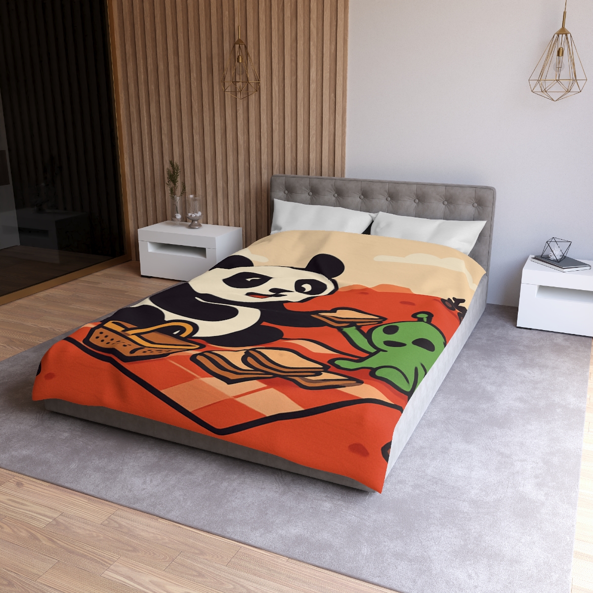 Martian Panda Picnic custom duvets