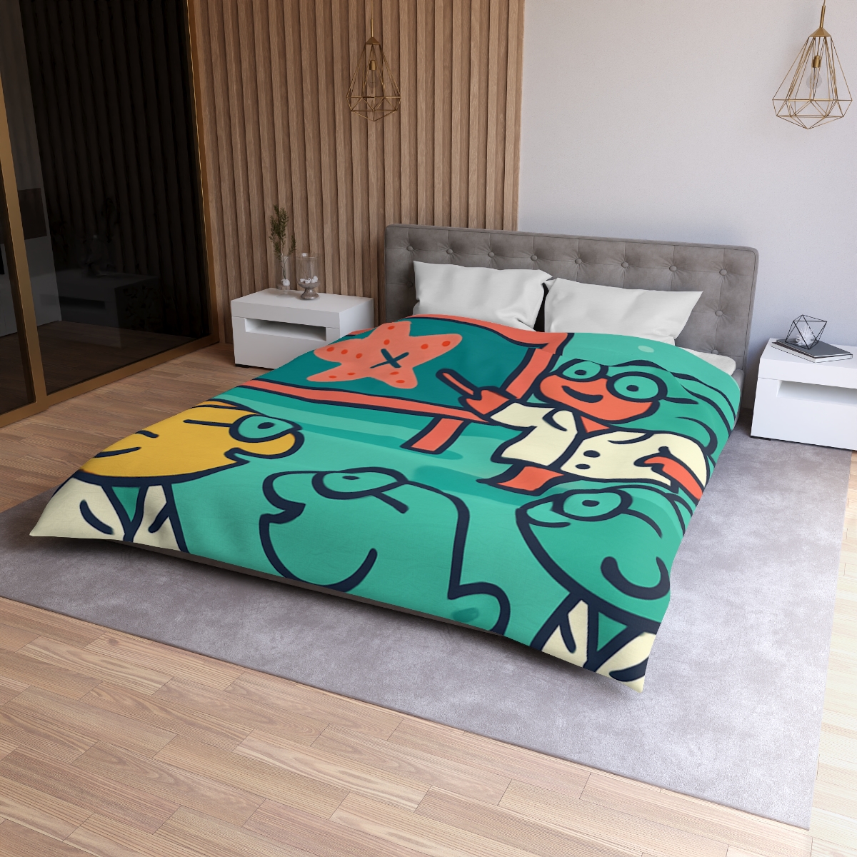 Coral School Of Scientists designer printed duvets