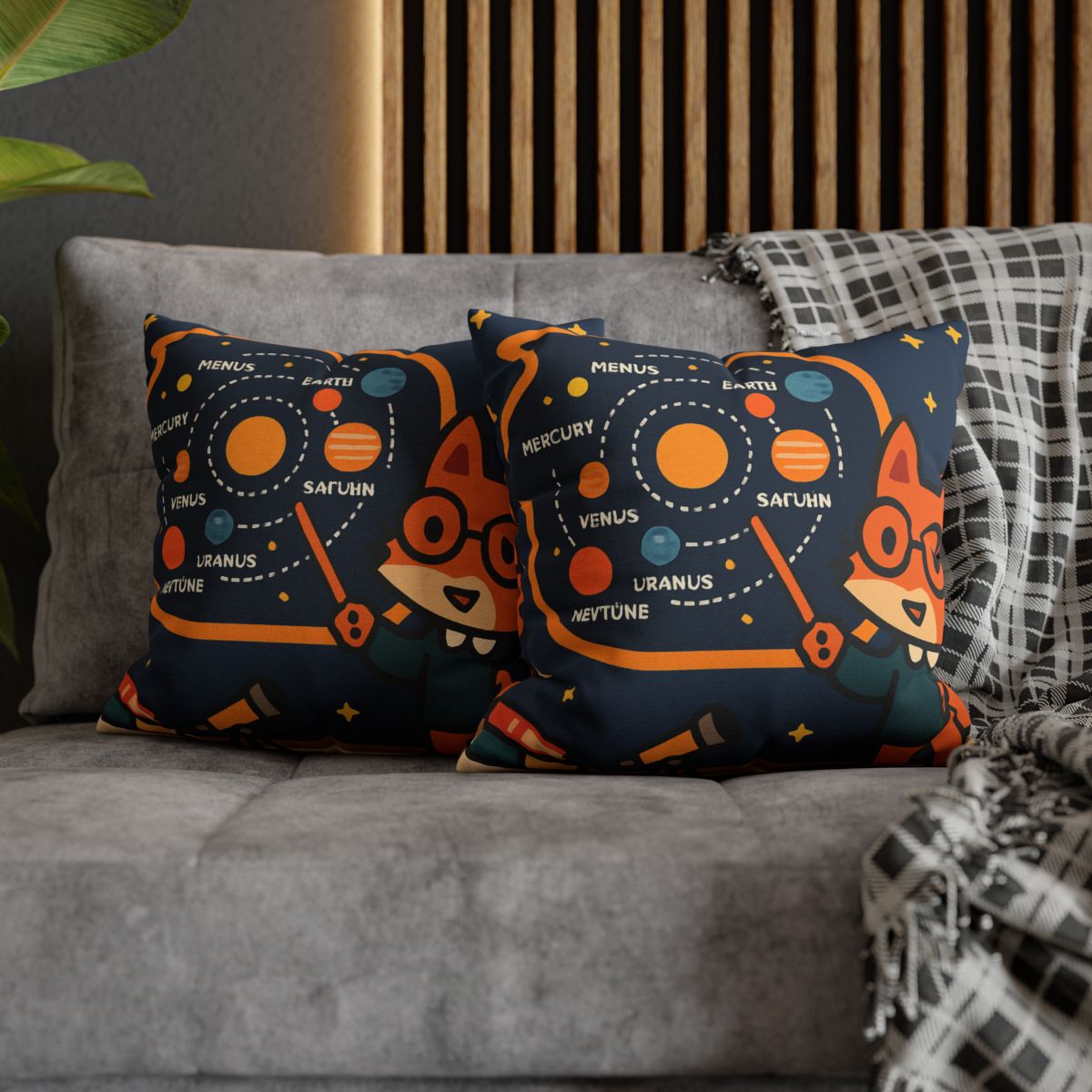 Comet Classroom With Star Map Fox trendy patterned pillow cases