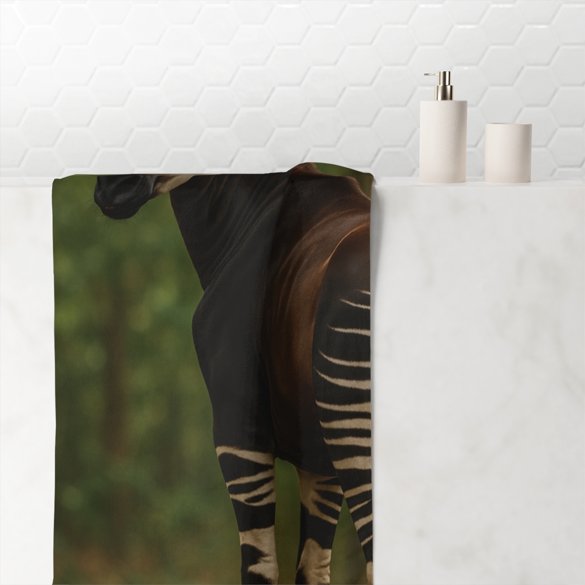 Velvet Shadow Okapi designer printed towels