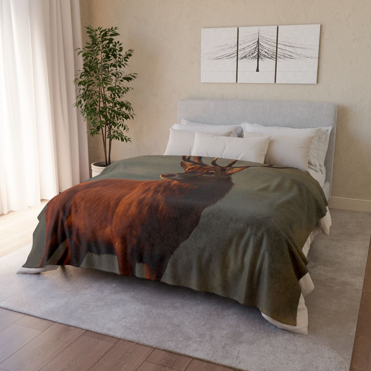 Red Deer Dawn Majesty designer printed blankets