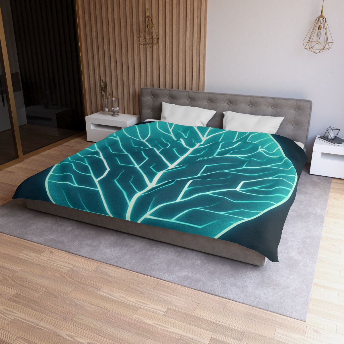 Galactic Leaf Vein Circuit stylish duvet covers