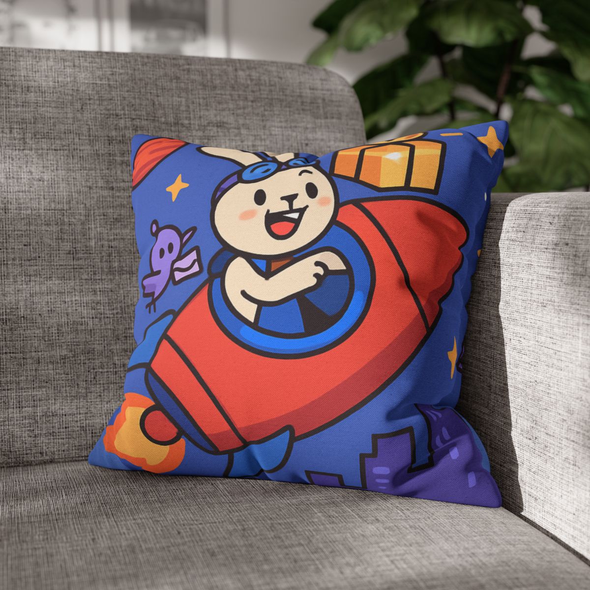 Rocket Rabbit Space Delivery soft cotton pillow cases