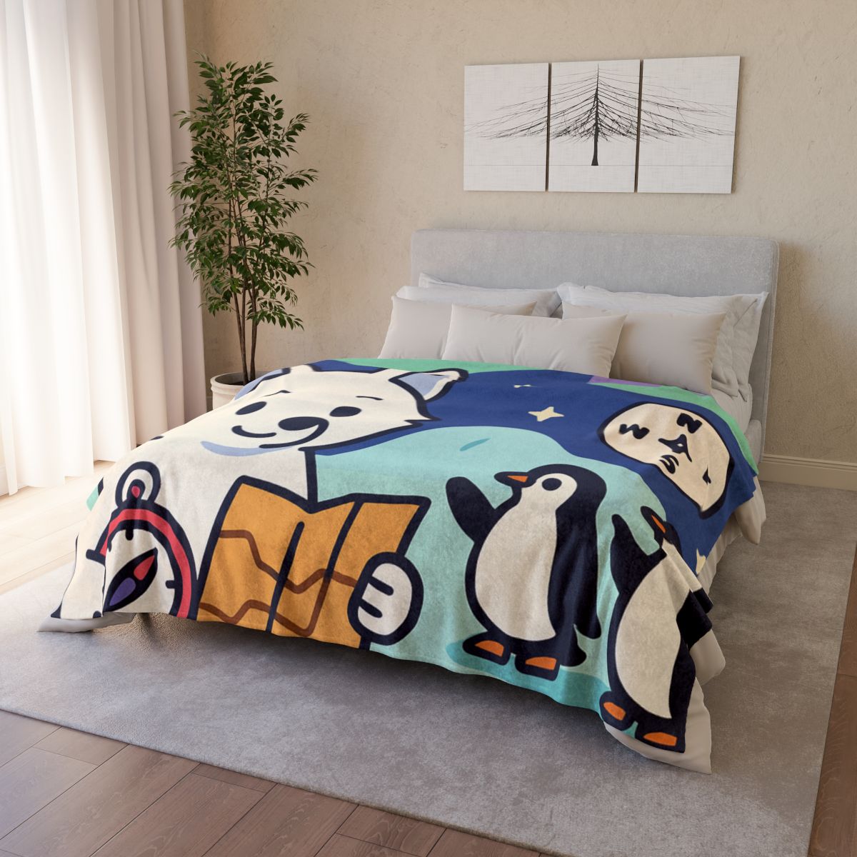 Aurora Fox And The Magnetic Map unique gift blankets