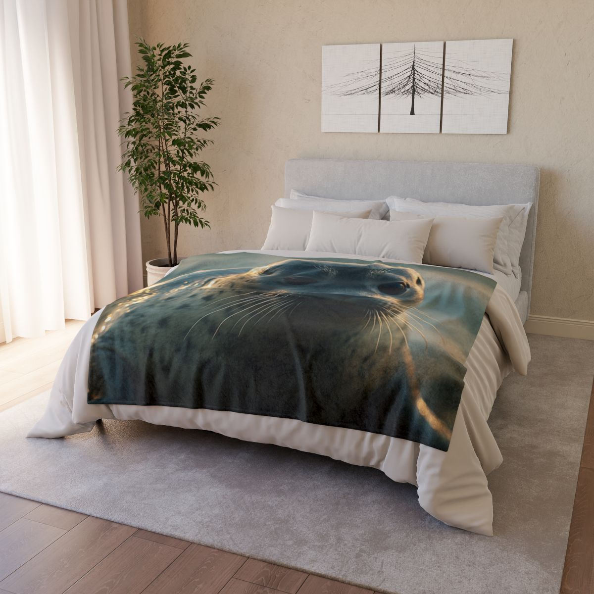 Luminous Gaze Harbor Seal stylish throw blankets