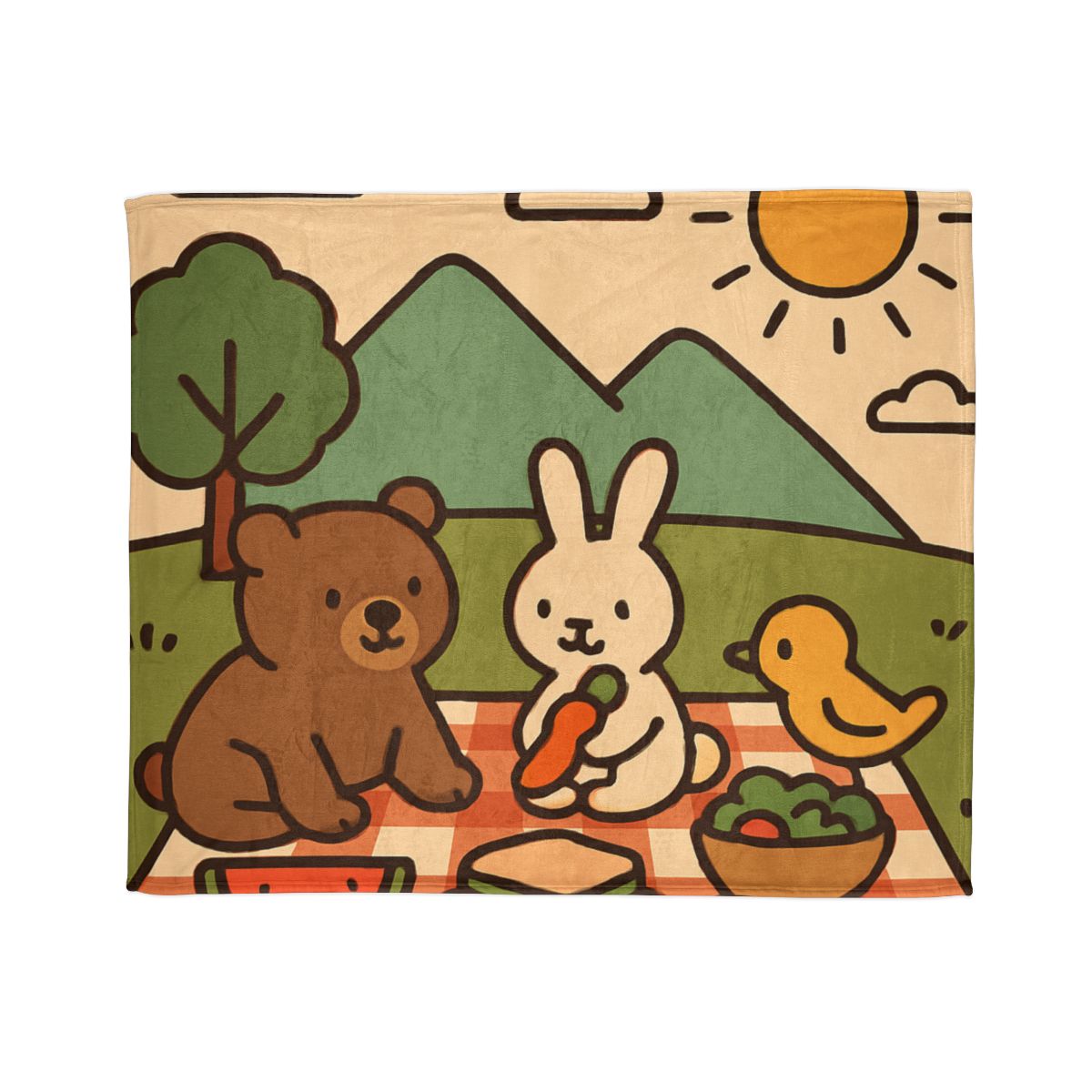 Mountain Picnic Pals trendy patterned blankets