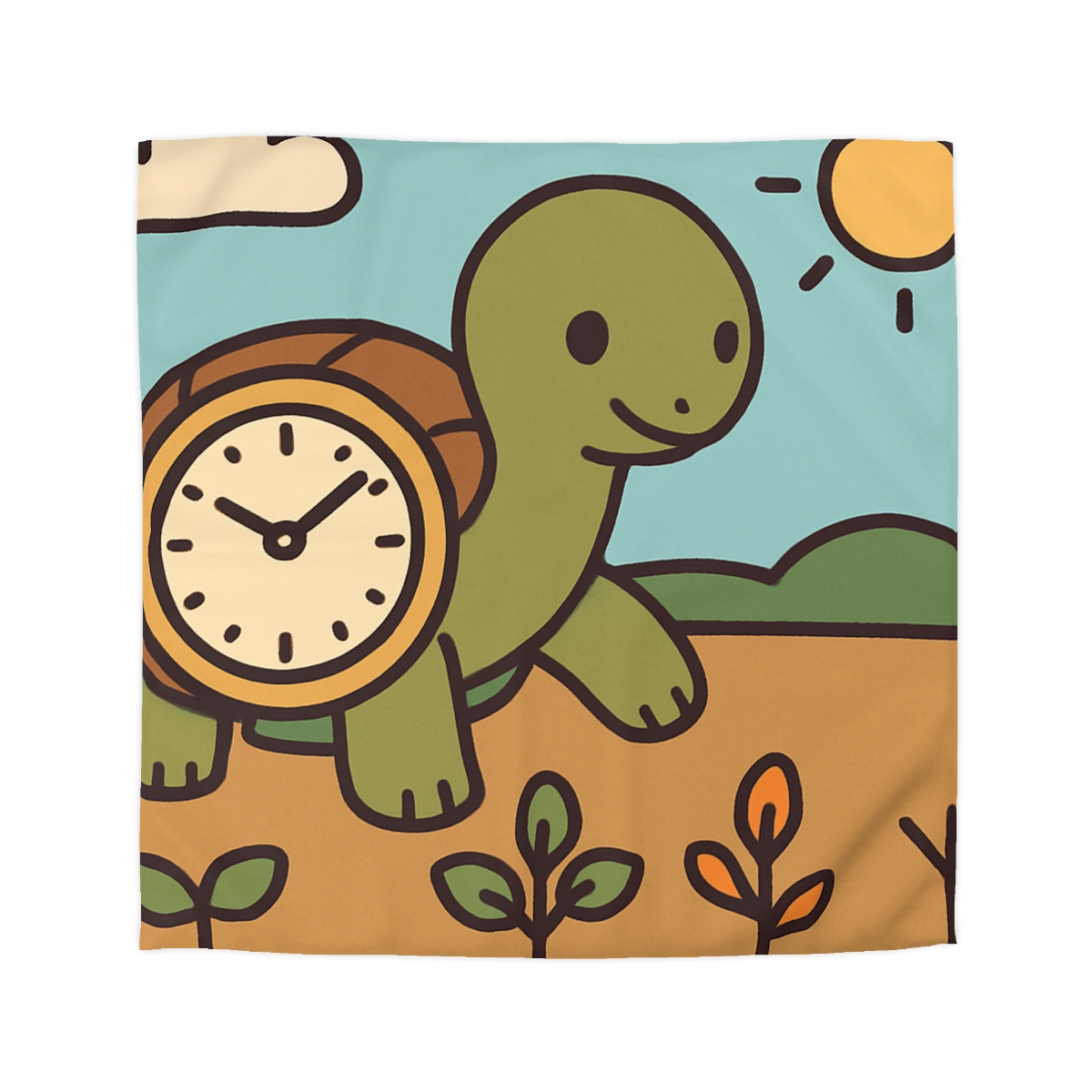 Time Travel Turtle Garden designer printed duvets