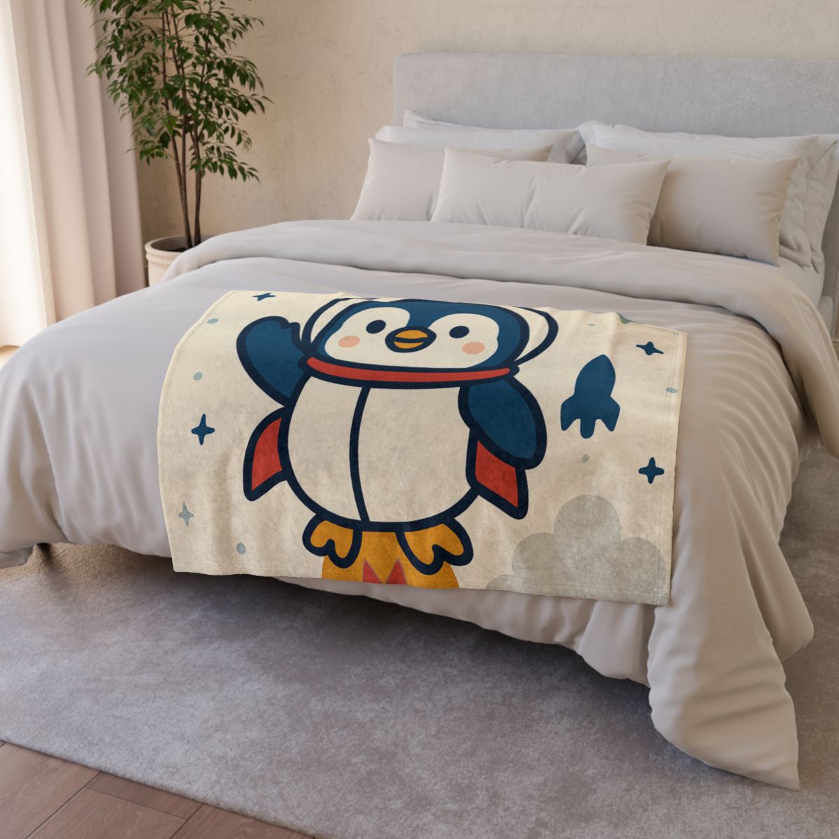 Rocket-Pilot Penguin trendy patterned blankets