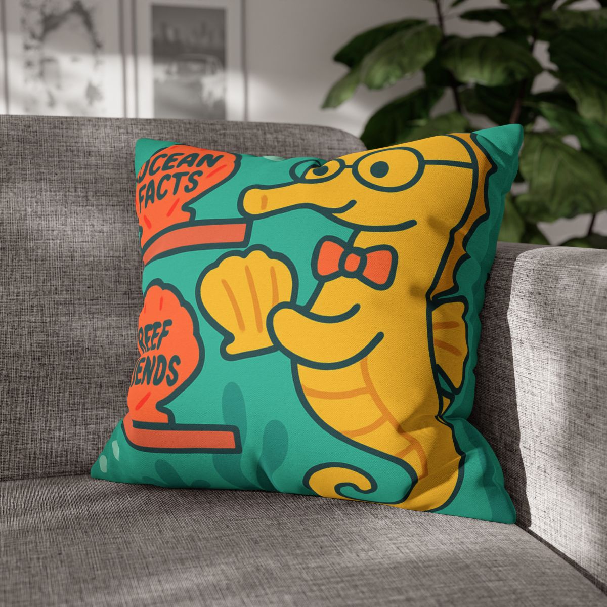 Underwater Library Of The Seahorse Librarian stylish decorative pillowcases