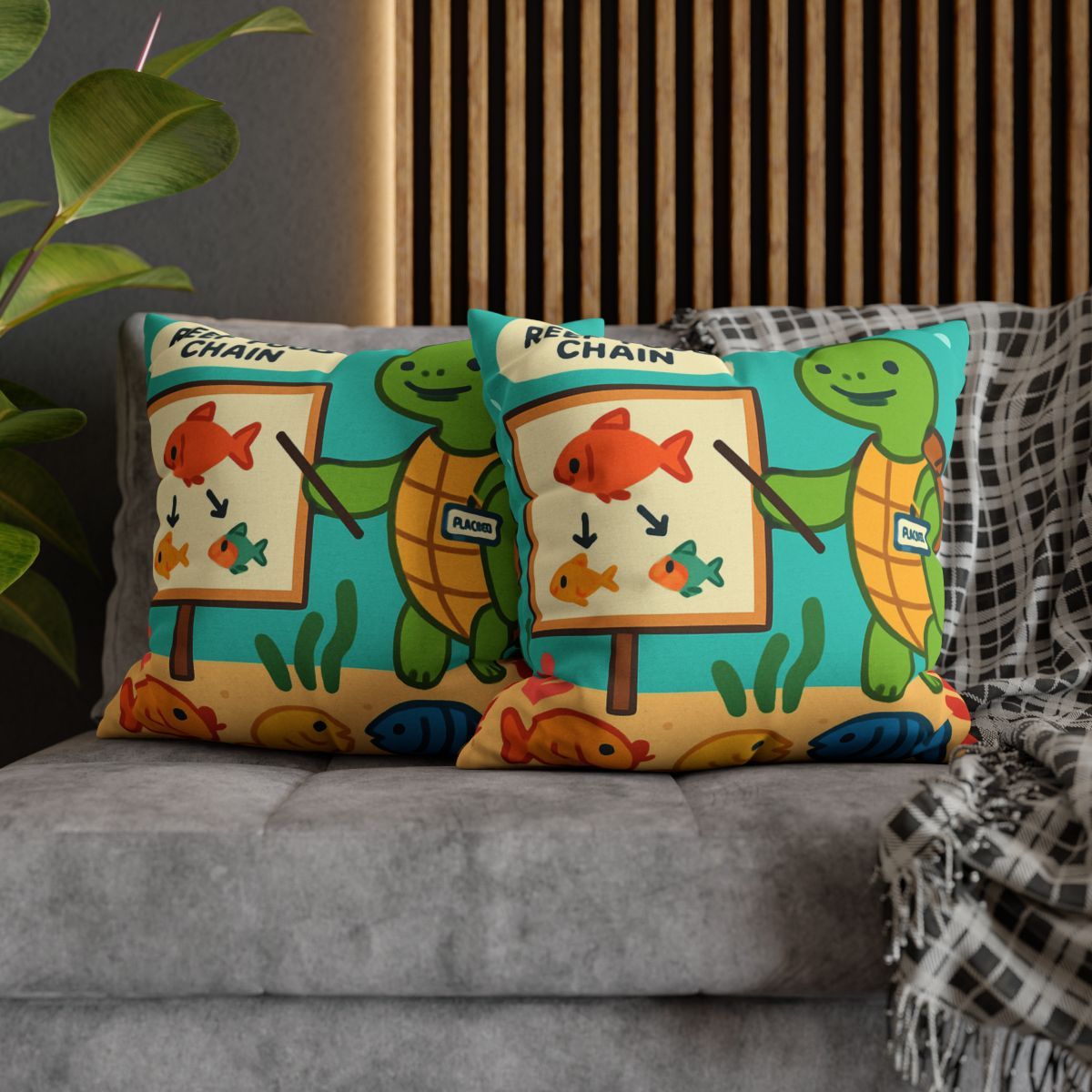 Coral Classroom Sea Turtle Guide trendy patterned pillow cases