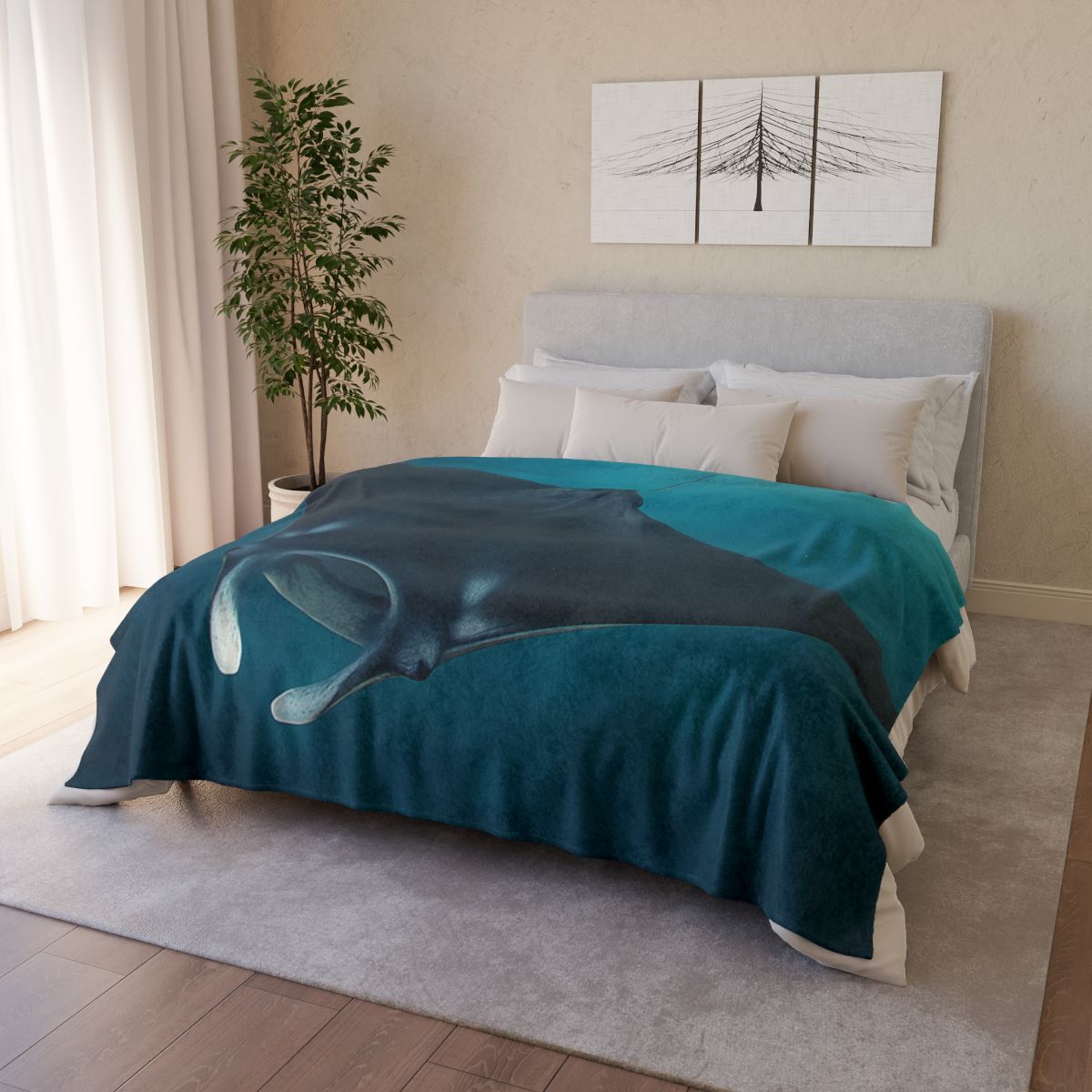 Cosmic Glide Manta Ray personalized cozy blankets