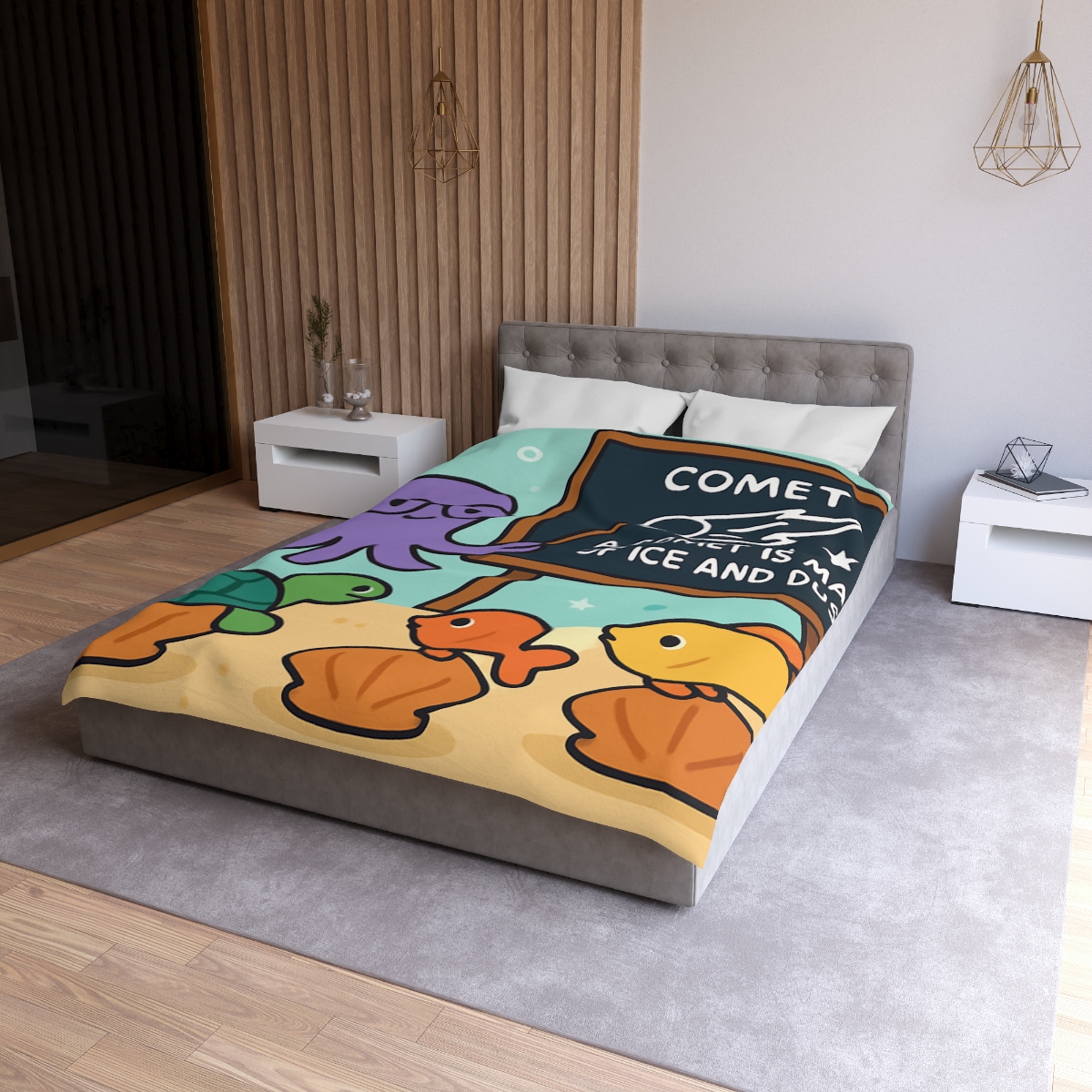 Comet Classroom With Professor Octopus soft comforter duvets