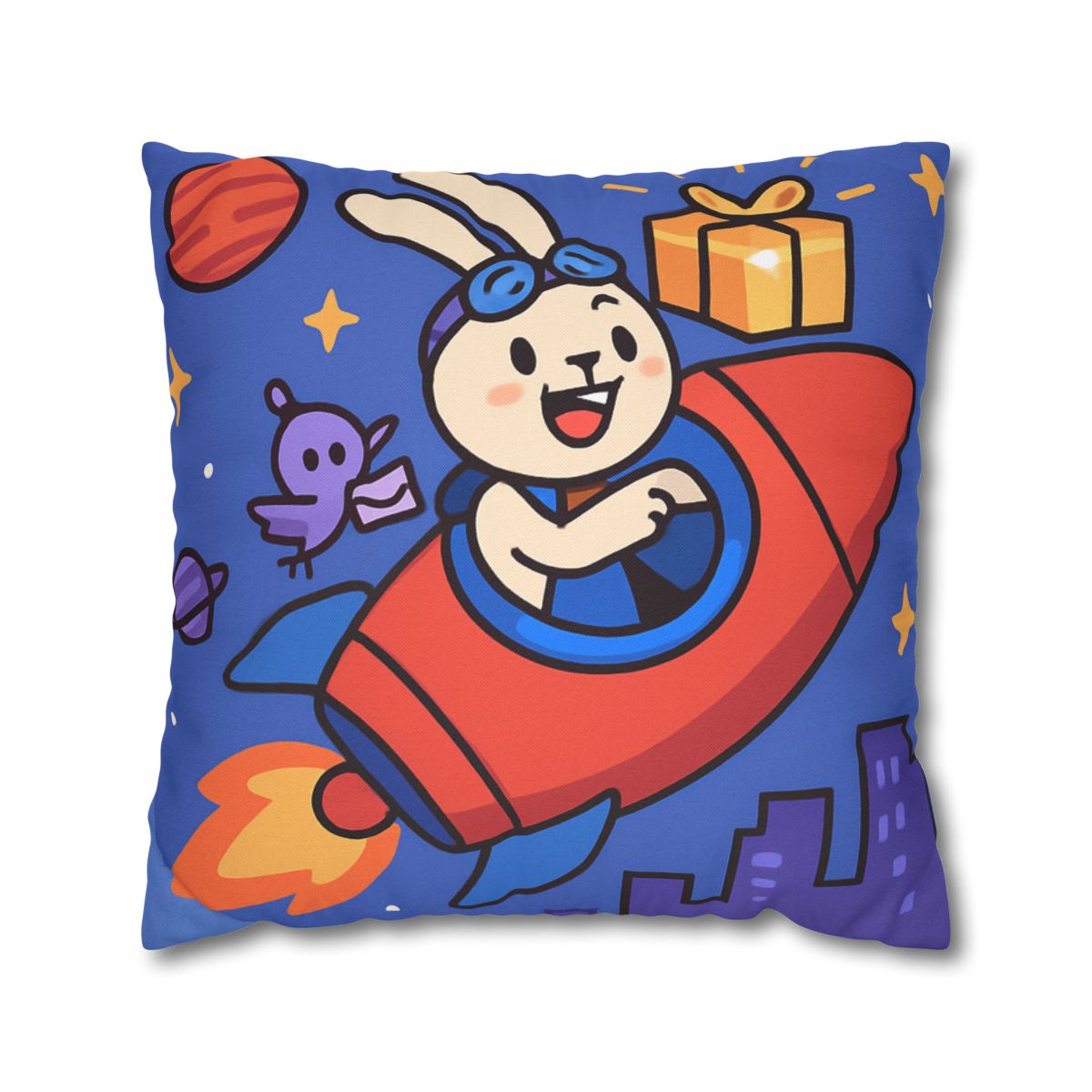 Rocket Rabbit Space Delivery soft cotton pillow cases