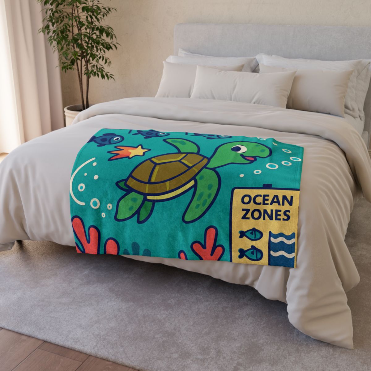 Coral Comet Turtle Parade designer printed blankets