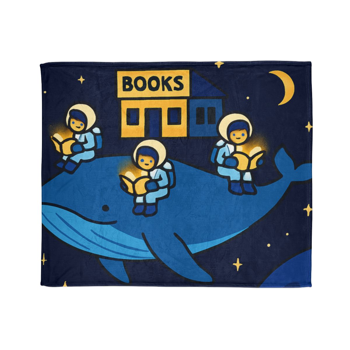 Starlight Library On A Floating Whale trendy patterned blankets