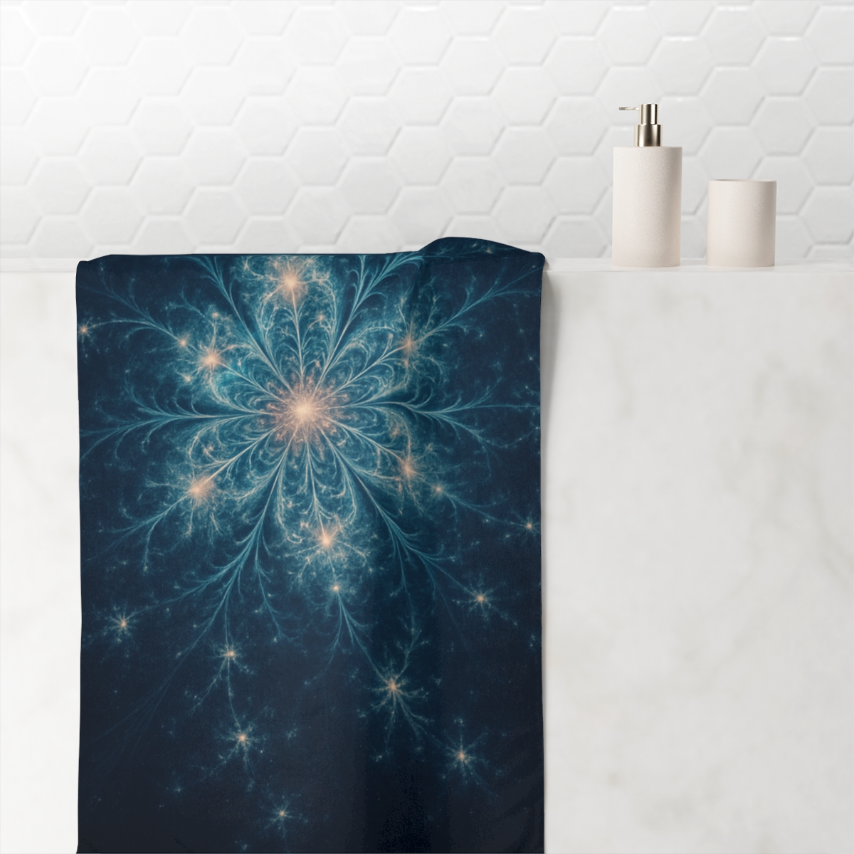 Celestial Fractal Bloom decorative home towels