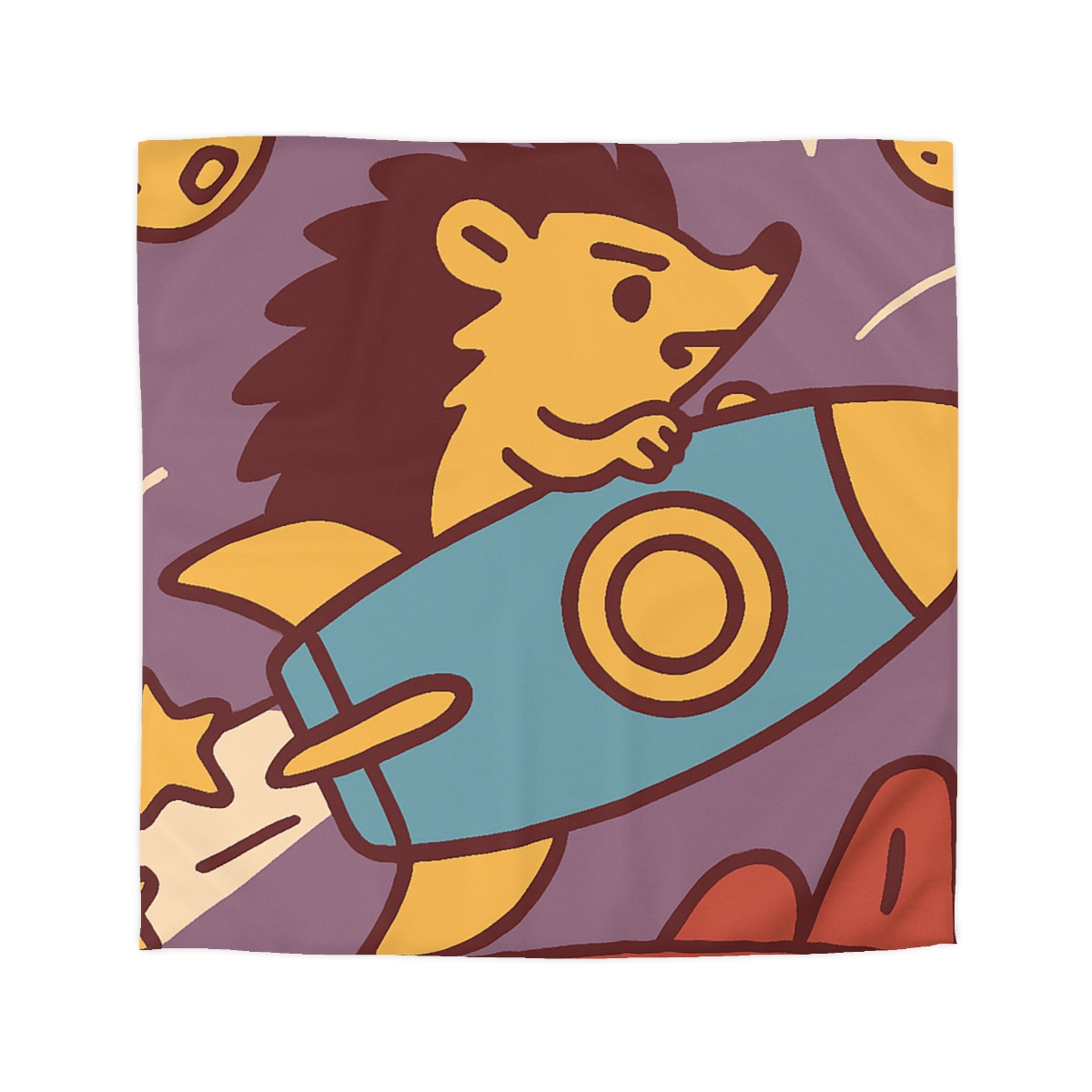 Rocket-Riding Hedgehog personalized bedding duvets