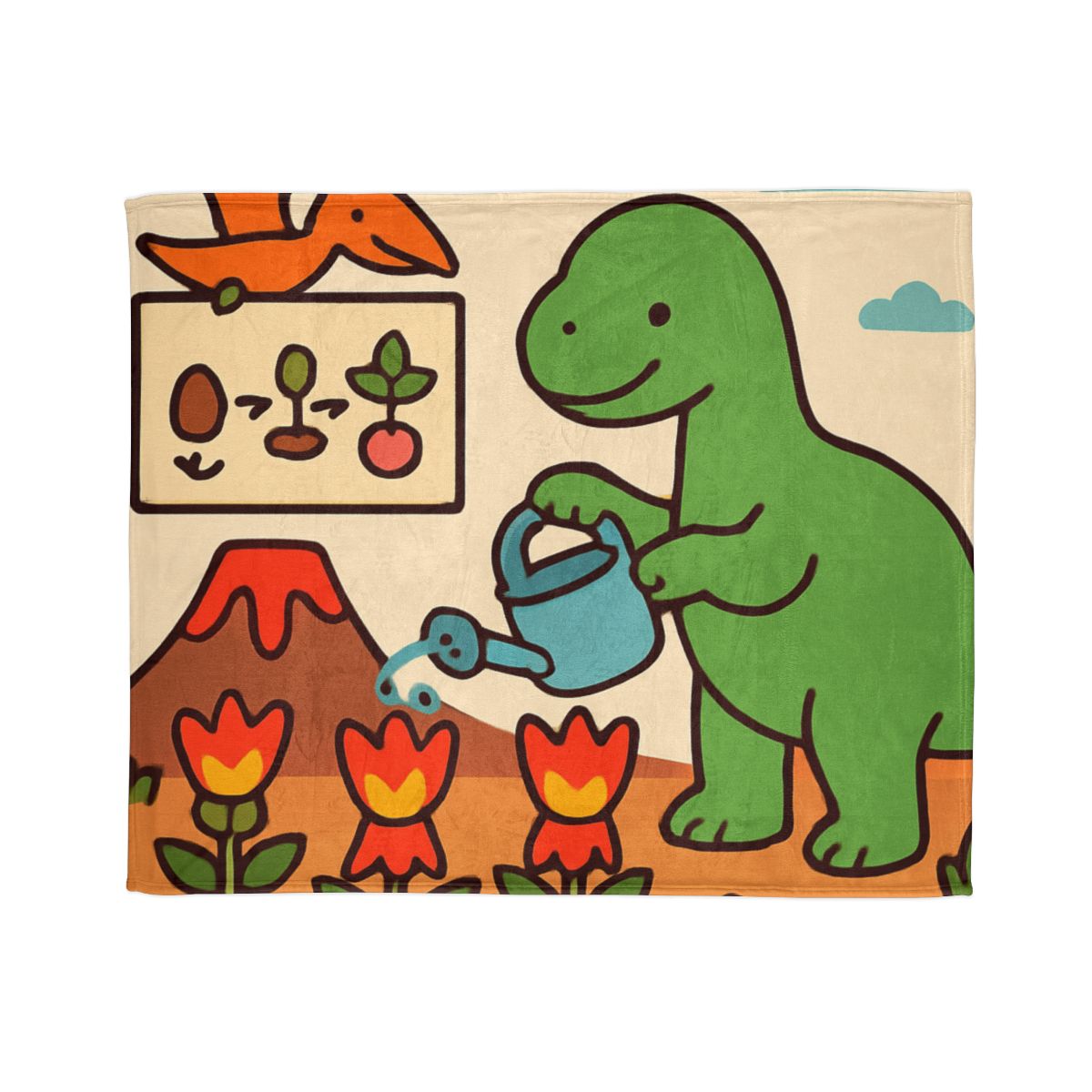 Volcano Garden Of Friendly Dinosaurs soft fleece blankets