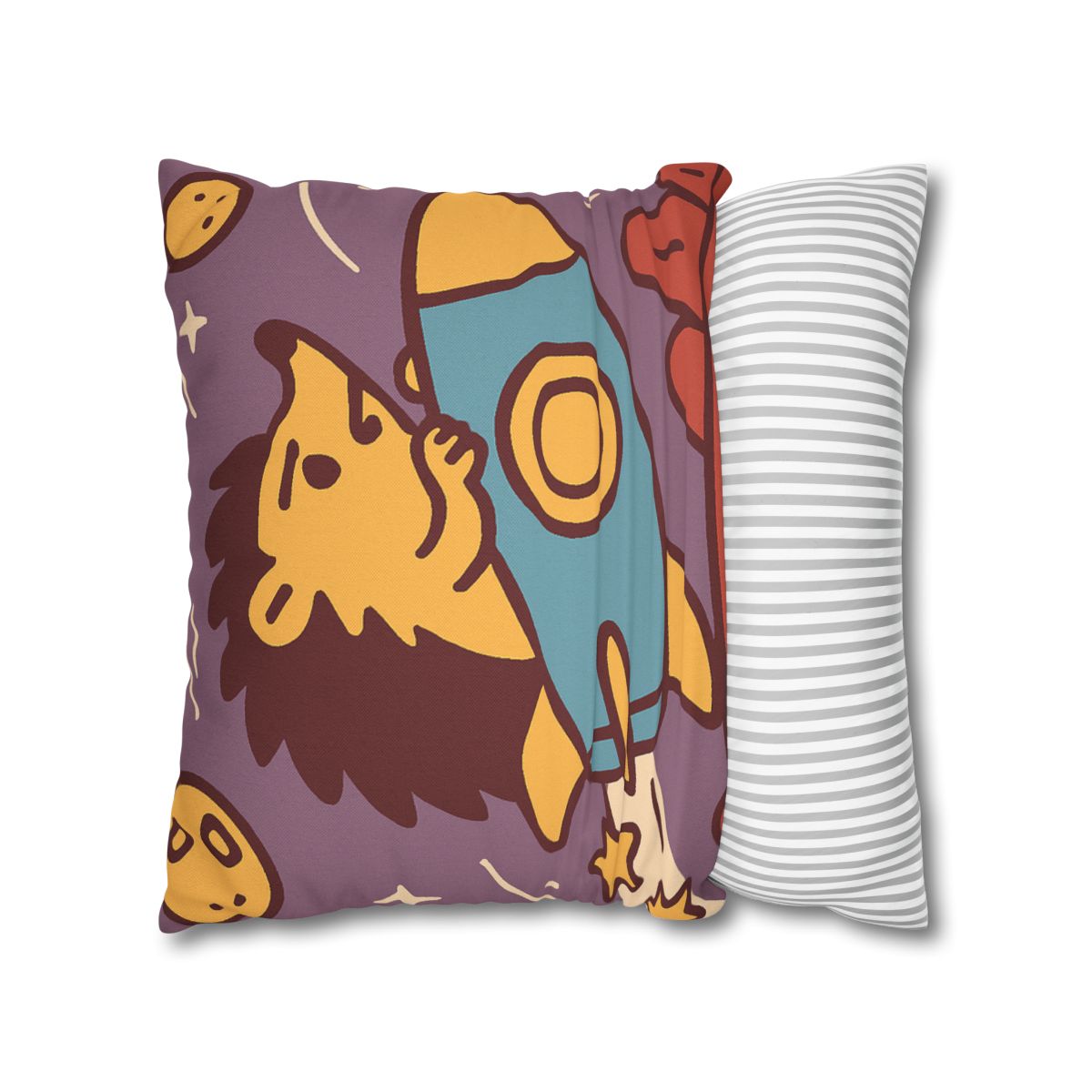 Rocket-Riding Hedgehog designer print pillow cases
