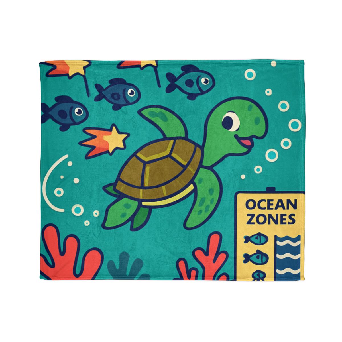 Coral Comet Turtle Parade designer printed blankets