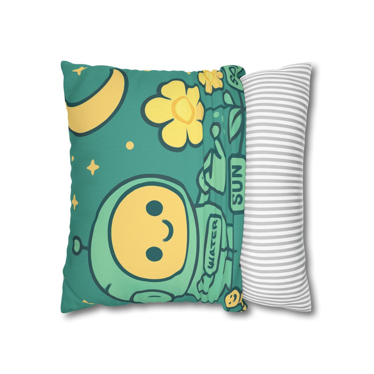 Robot Gardener And The Moonflower Patch soft cotton pillow cases