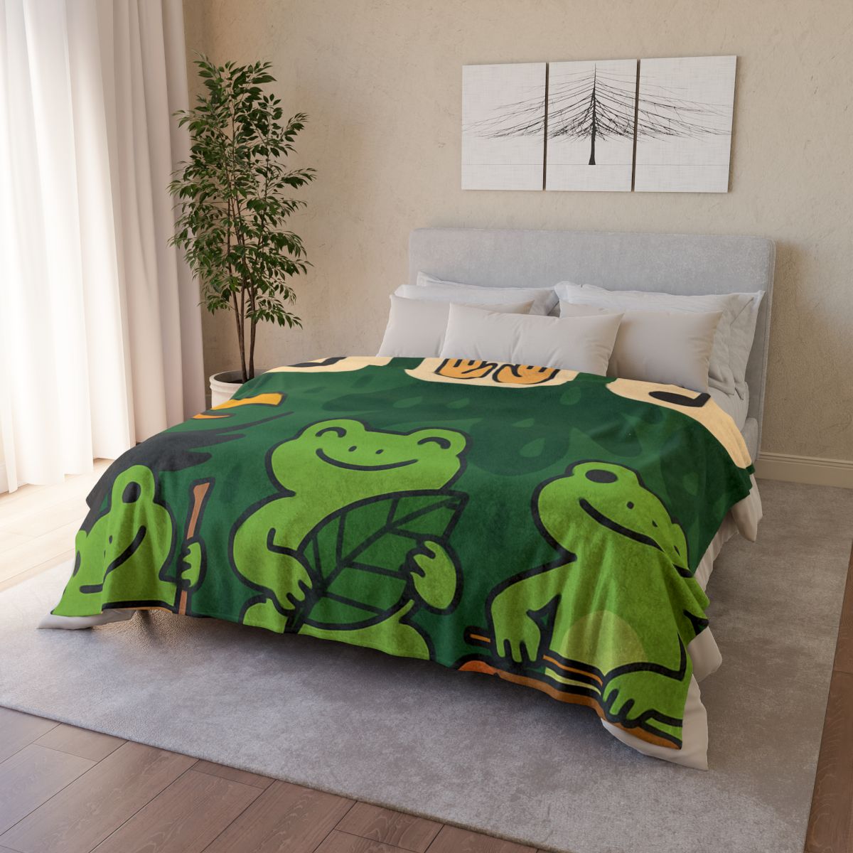 Jungle Rain Rhythm With The Frog Band soft fleece blankets