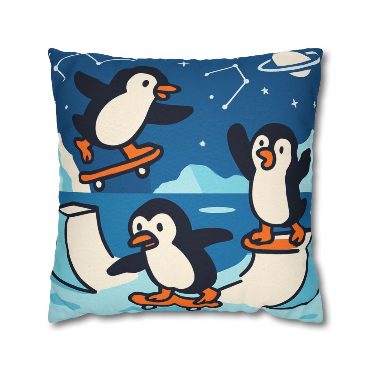 Galaxy Skate Park Penguins stylish decorative pillowcases