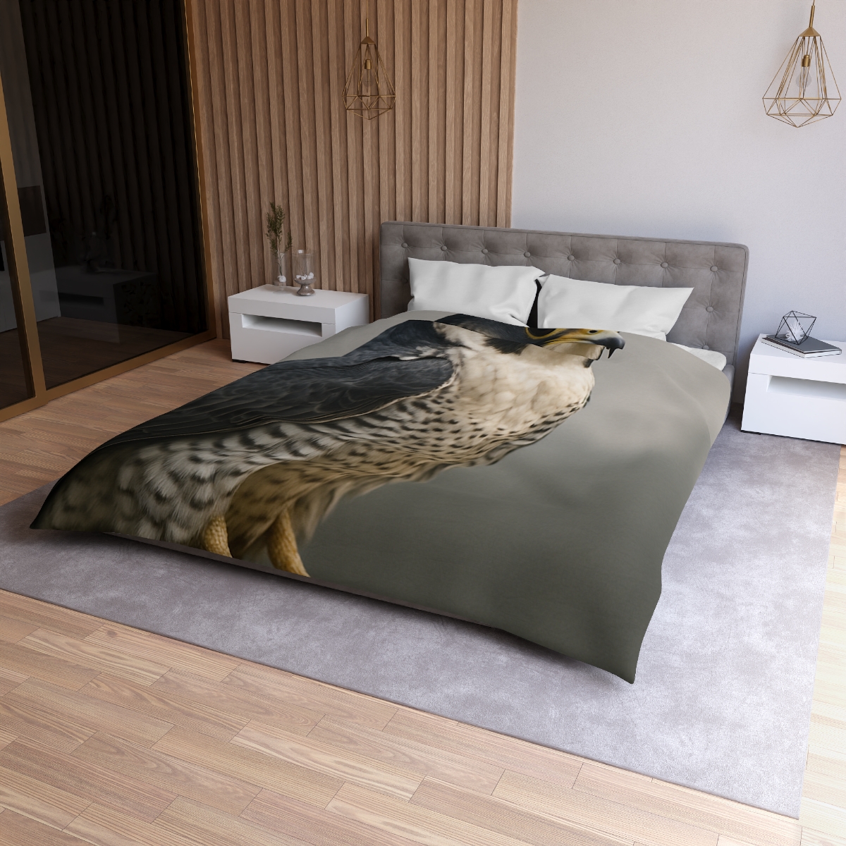 Starlit Vigil Peregrine Falcon personalized bedding duvets