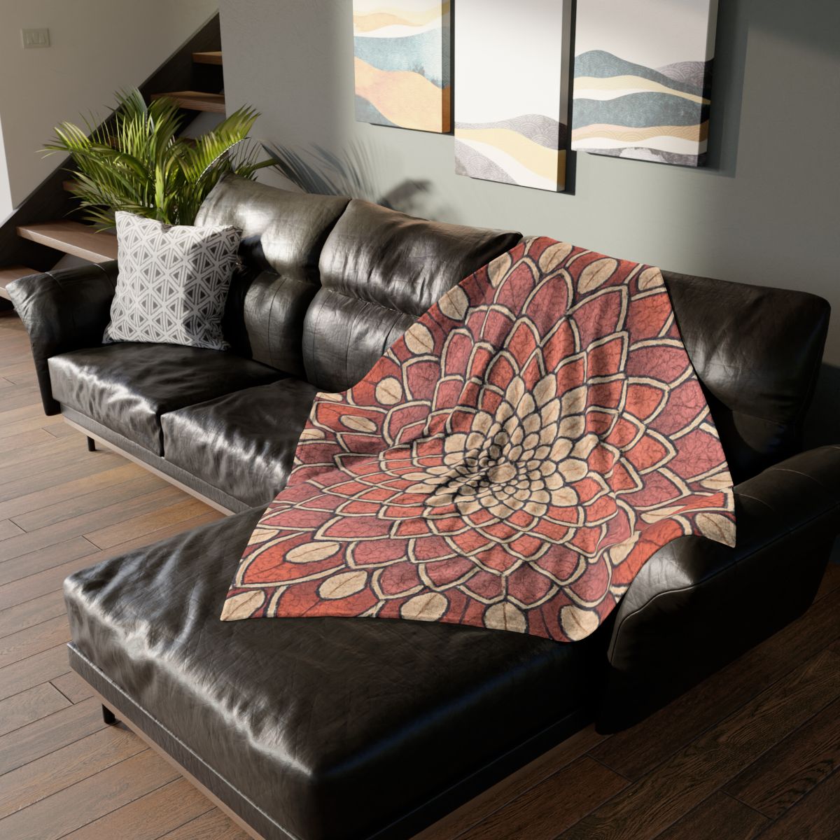 Bud Mosaic Fractal Bloom stylish throw blankets