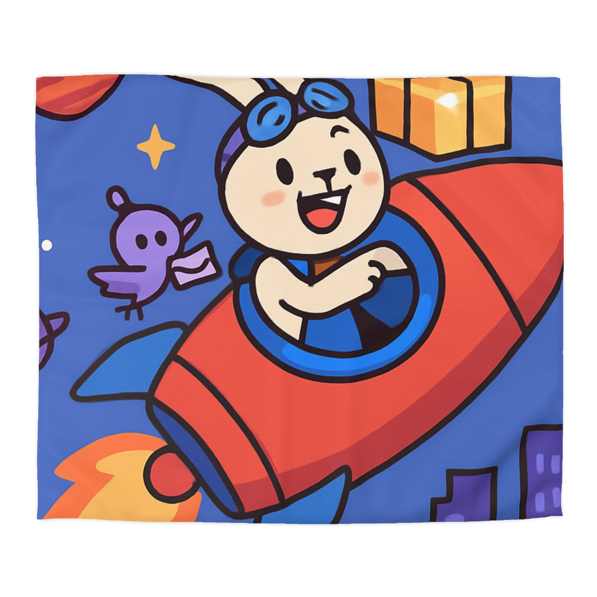 Rocket Rabbit Space Delivery custom duvets